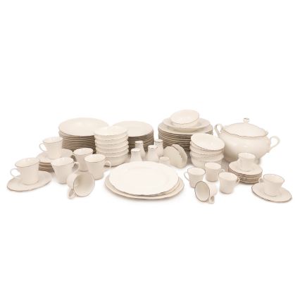 Комплект за хранене 83 части бял/меден/порцелан