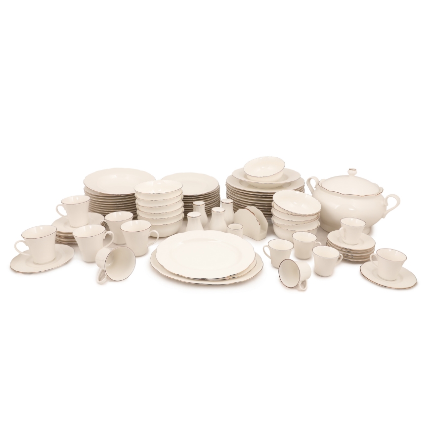 Комплект за хранене 83 части бял/меден/порцелан