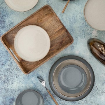 Комплект за хранене от 16 части, сив/бежов, порцелан