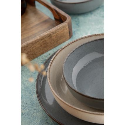 Комплект за хранене от 16 части, сив/бежов, порцелан