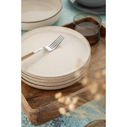 Комплект за хранене от 16 части, сив/бежов, порцелан