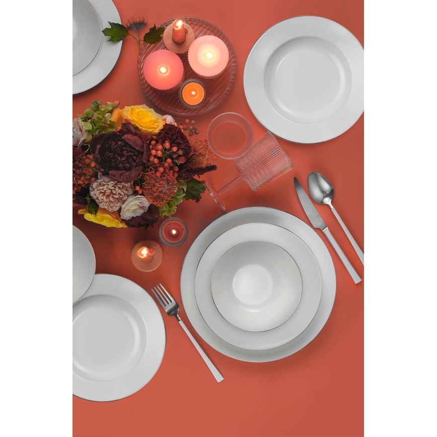 Комплект за хранене от 18 части, бял/сребрист/порцелан