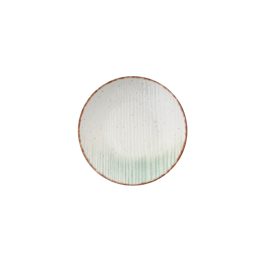 Комплект за хранене от 24 части — бял/зелен, порцелан