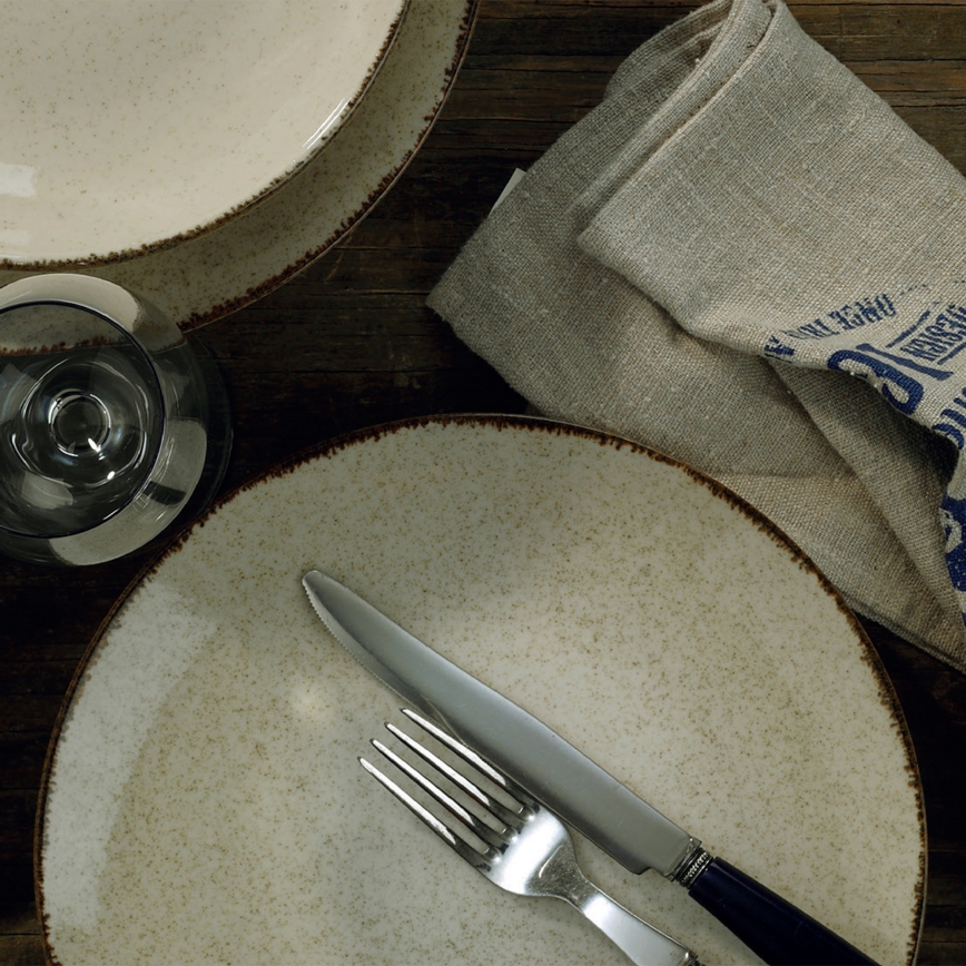 Комплект за хранене от 24 части, бежов/порцелан