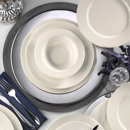 Комплект за хранене от 24 части, бял порцелан