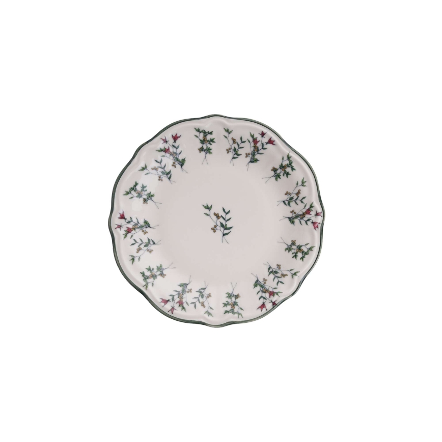 Комплект за хранене от 24 части, бял/зелен, порцелан