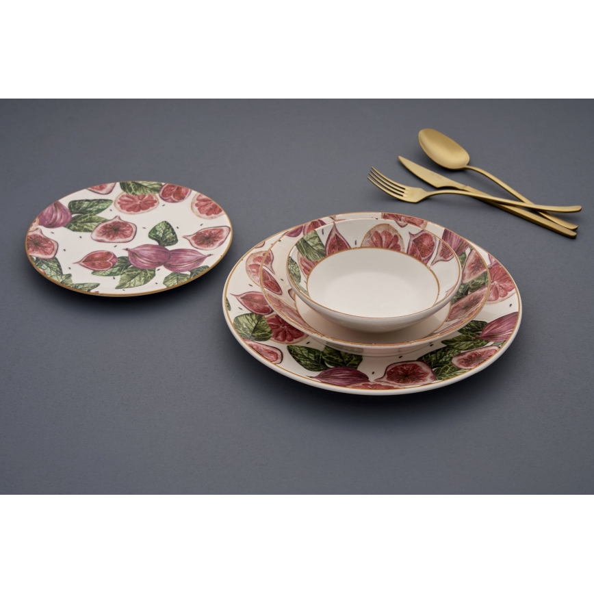 Комплект за хранене от 24 части червено/бяло/зелено/керамика