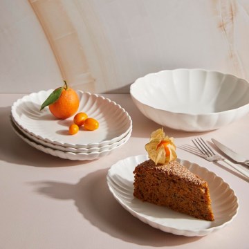 Комплект за хранене от 27 части, бял порцелан