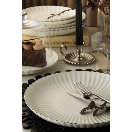 Комплект за хранене от 27 части, бял/сребрист, порцелан