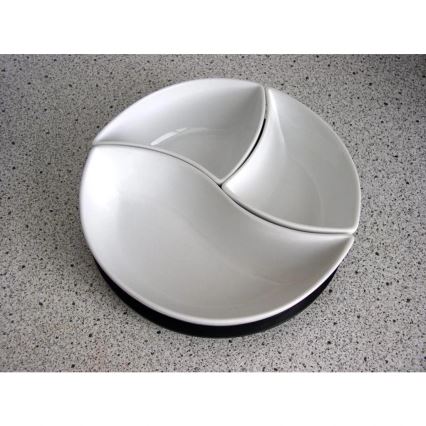 Комплект купи с поднос TORO, 3 части, керамика и дърво