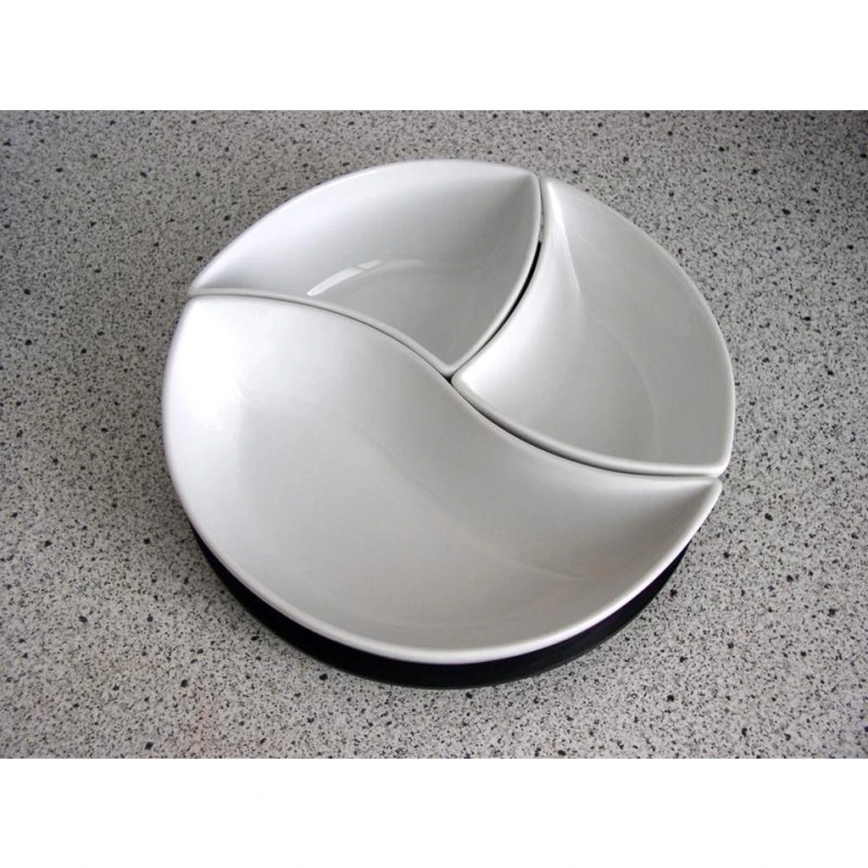 Комплект купи с поднос TORO, 3 части, керамика и дърво