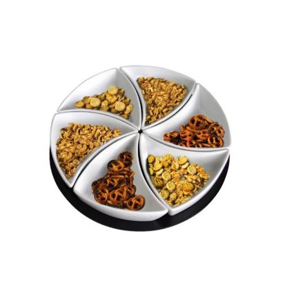 Комплект купички с поднос TORO 6 бр. керамика/дърво