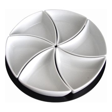 Комплект купички с поднос TORO 6 бр. керамика/дърво