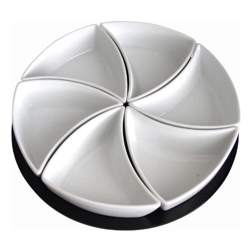 Комплект купички с поднос TORO 6 бр. керамика/дърво