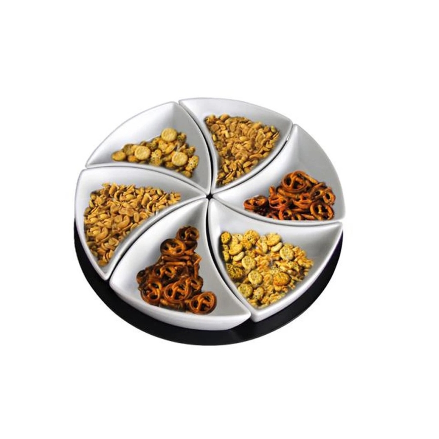 Комплект купички с поднос TORO 6 бр. керамика/дърво