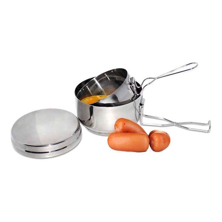 Комплект къмпинг съдове 2 части неръждаема стомана