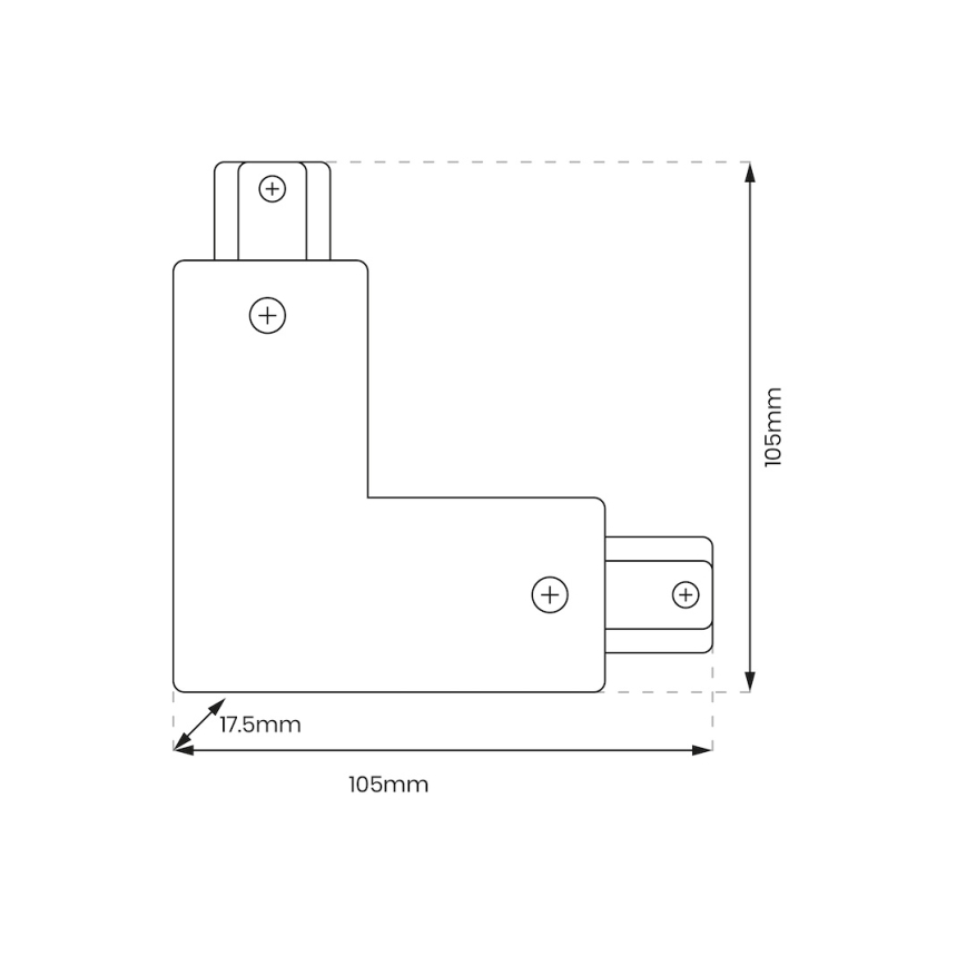 Конектор за осветителни тела в шинна система 1-фазов тип L + захранващ блок черен