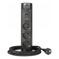 Контактна колона за плот на бюро 3x230V + USB-A + USB-C, черна