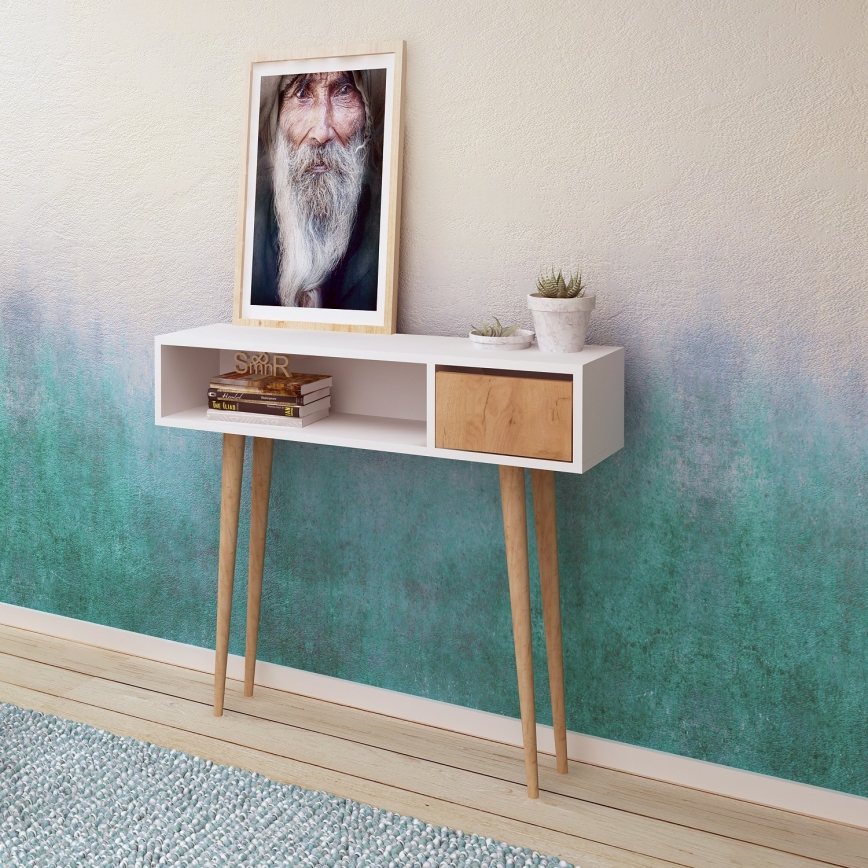 Конзолна масичка KIOGI 94x100 cm бяла/бежова