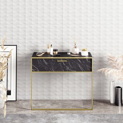 Конзолна стенна маса POLKA 76,8x90 см златиста/черна