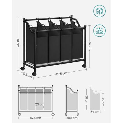 Кош за пране LINA черен