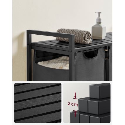 Кош за пране REX черен/сив