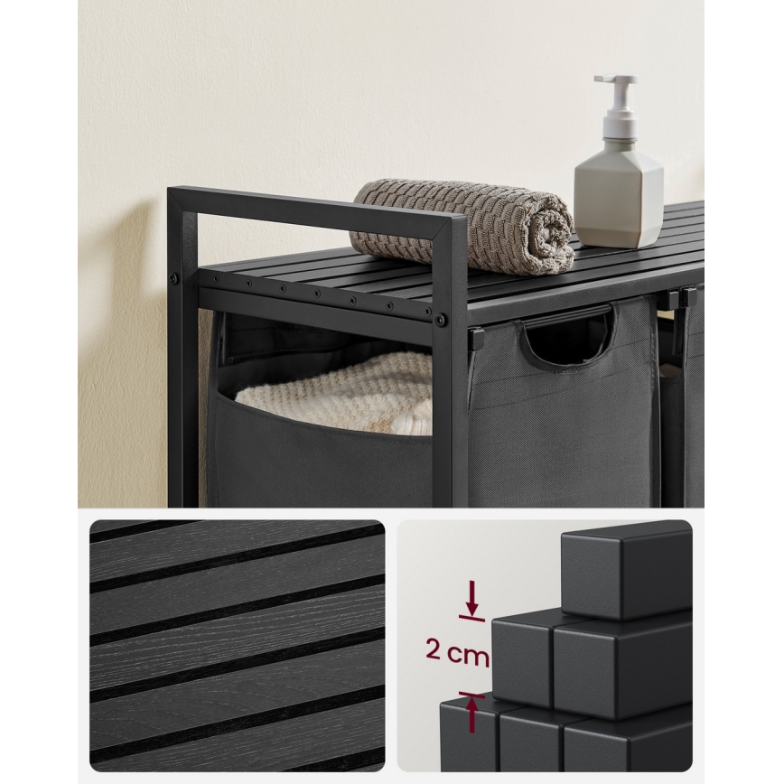 Кош за пране REX черен/сив