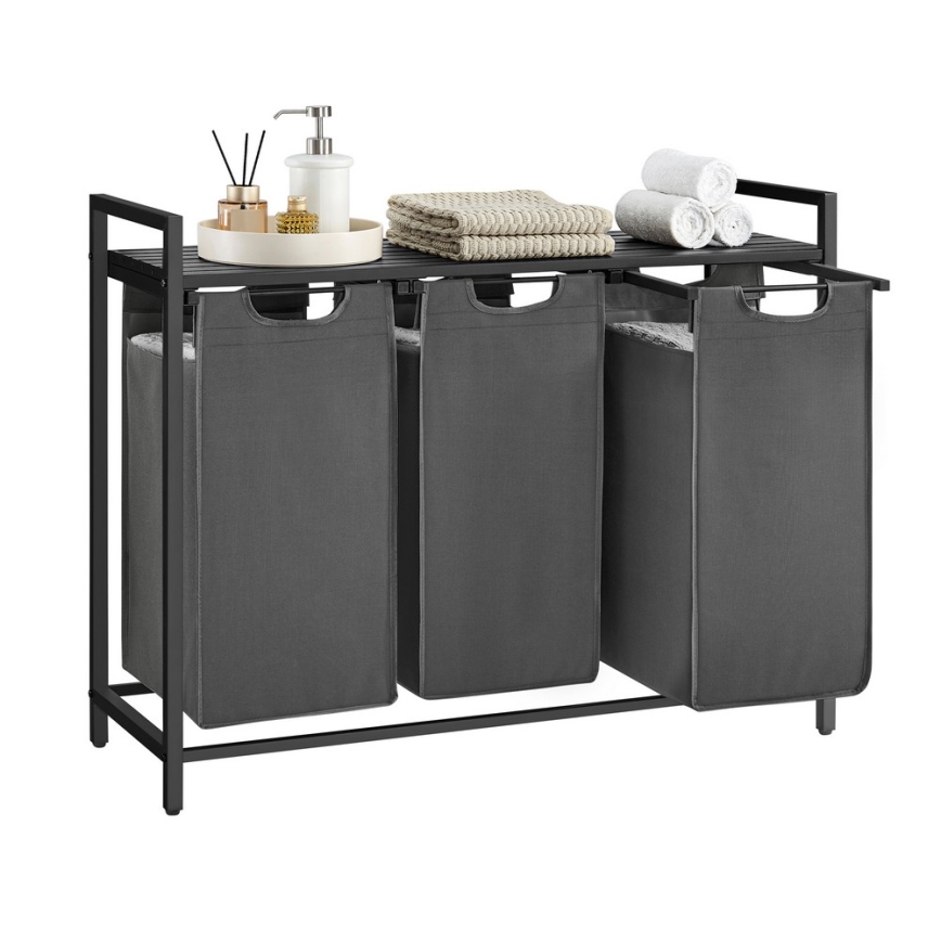 Кош за пране REX черен/сив