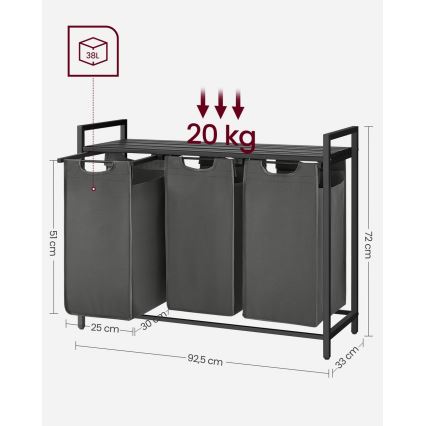 Кош за пране REX черен/сив