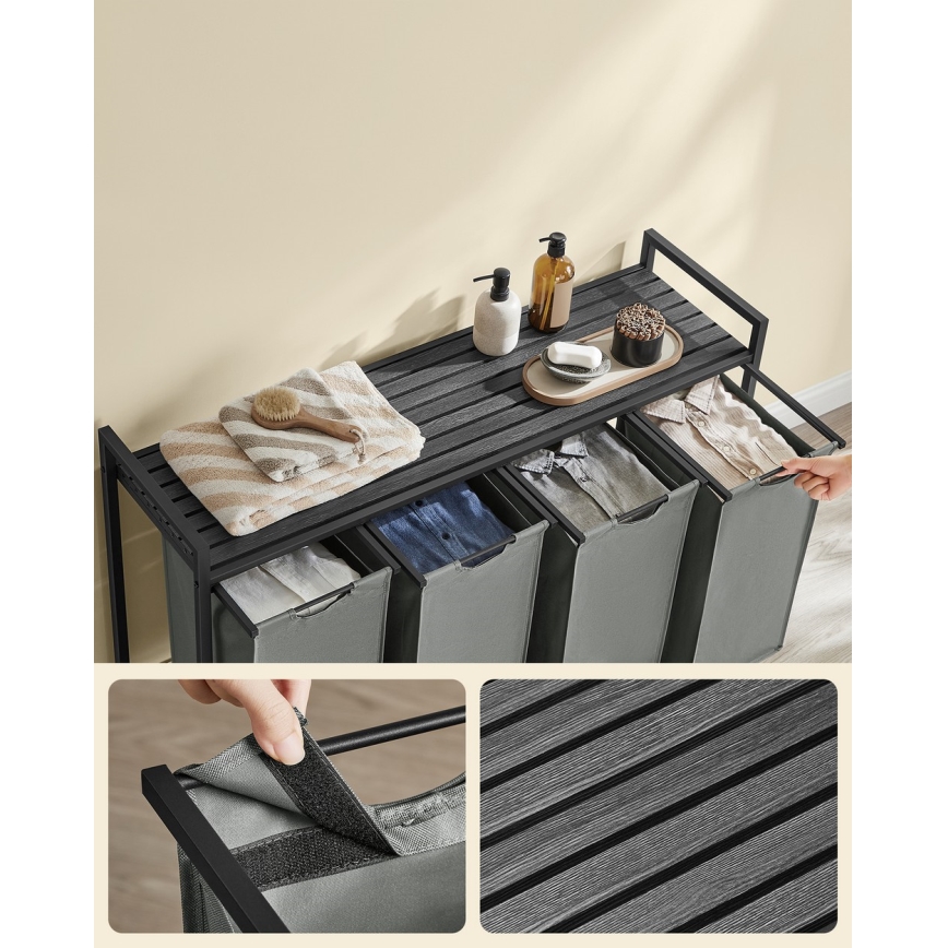 Кош за пране REX черен/сив