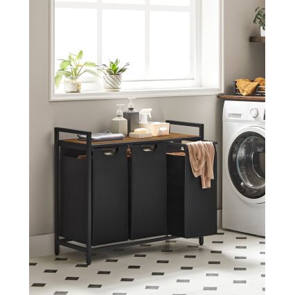 Кош за пране REX кафяв/черен