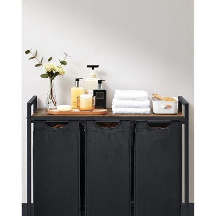 Кош за пране REX кафяв/черен