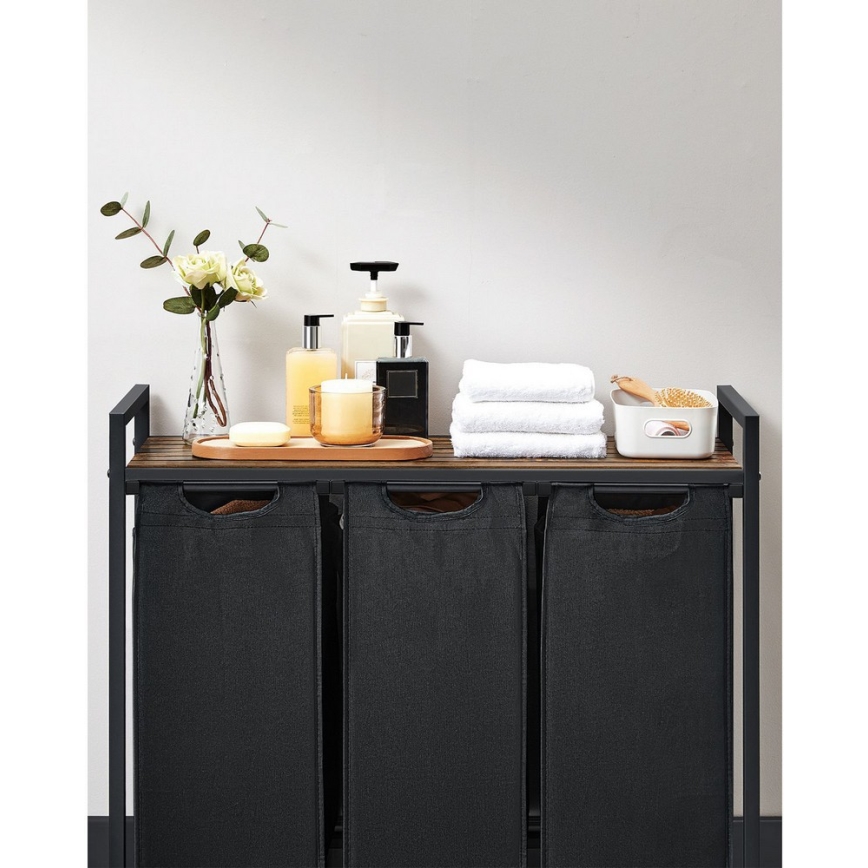 Кош за пране REX кафяв/черен