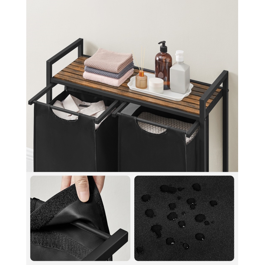 Кош за пране REX кафяв/черен