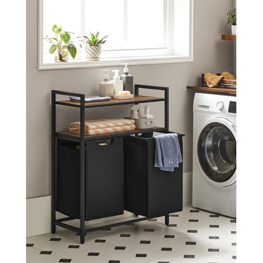 Кош за пране REX кафяв/черен