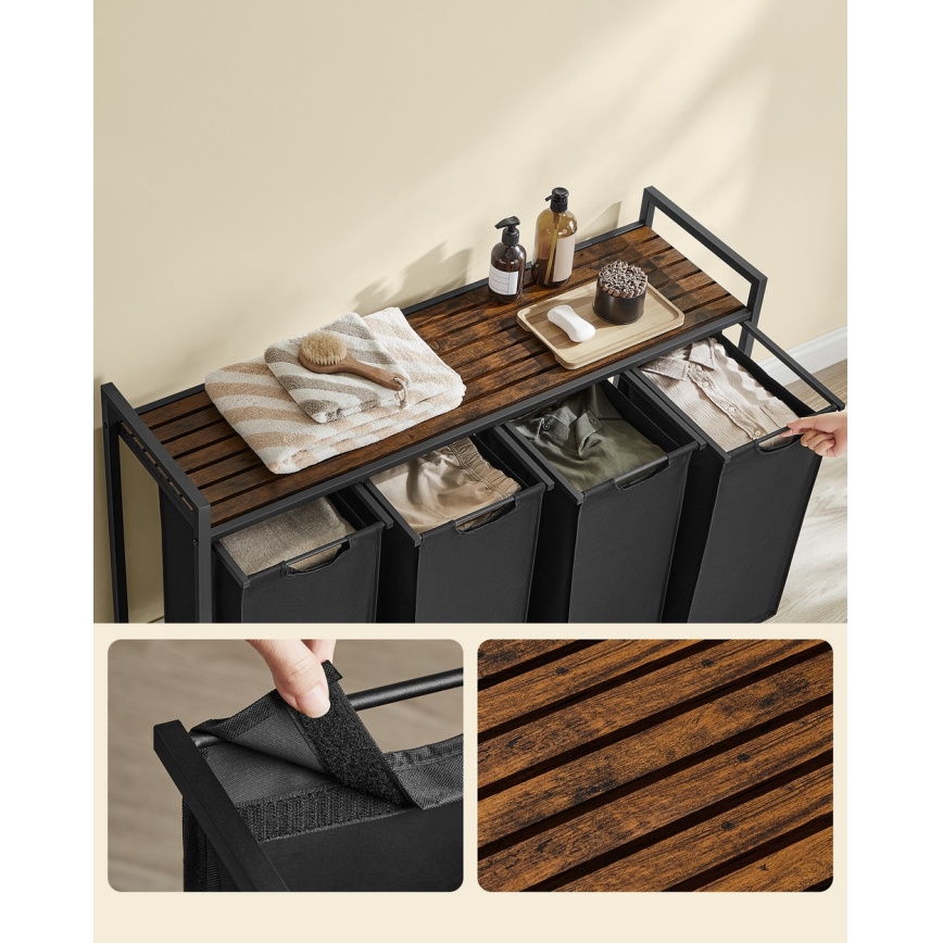 Кош за пране REX кафяв/черен