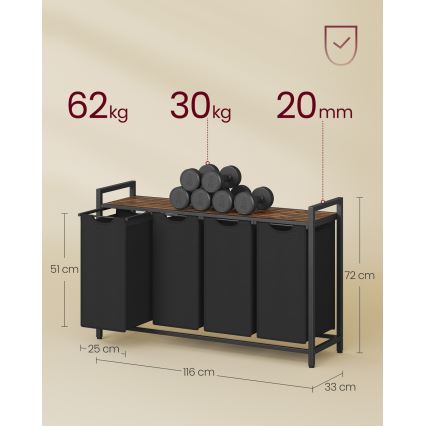 Кош за пране REX кафяв/черен