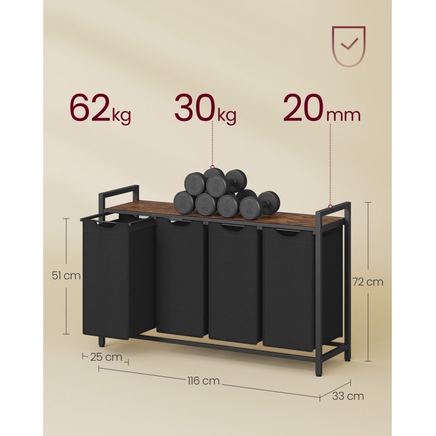 Кош за пране REX кафяв/черен