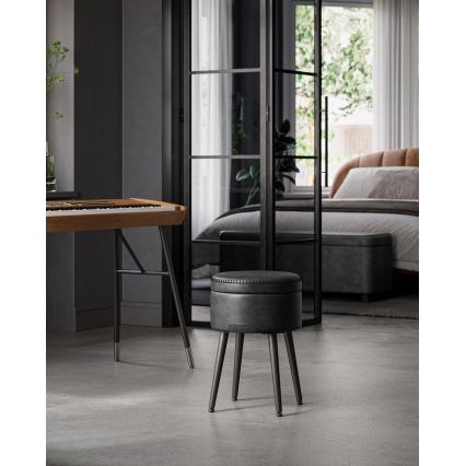 Кожен пуф CORE черен