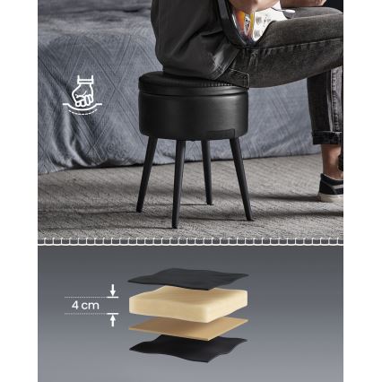 Кожен пуф CORE черен