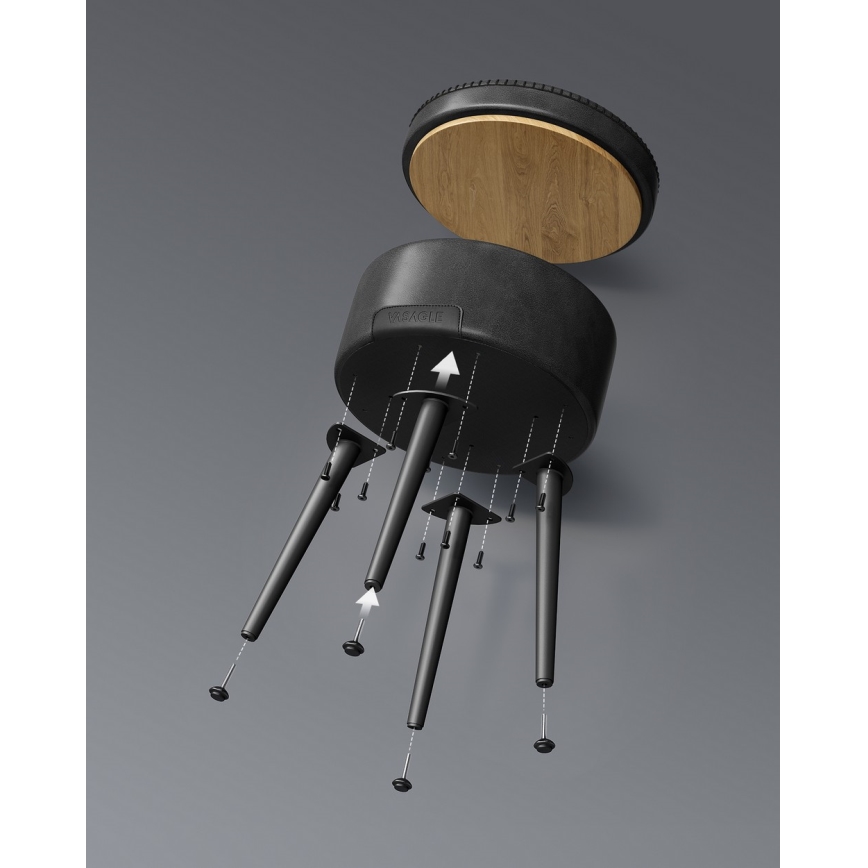 Кожен пуф CORE черен