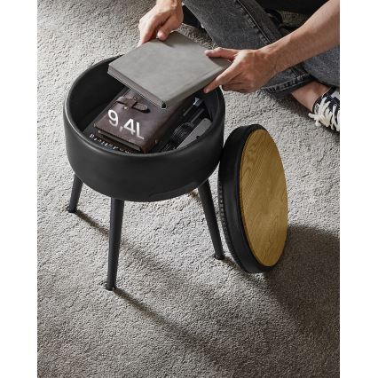 Кожен пуф CORE черен