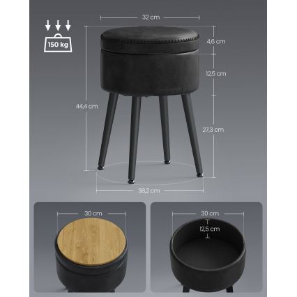 Кожен пуф CORE черен