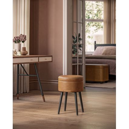 Кожен табурет CORE в цвят коняк