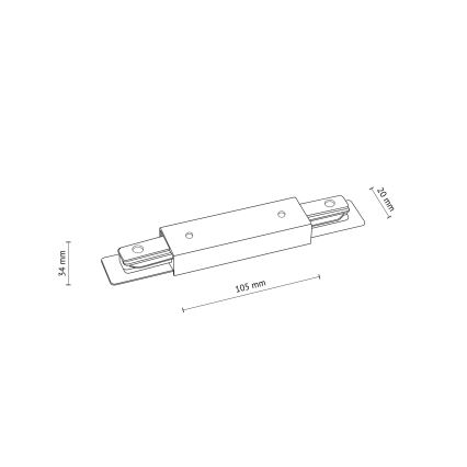 Крайна капачка с токозахранване за релсова система 1-фазна TRACER прав бял
