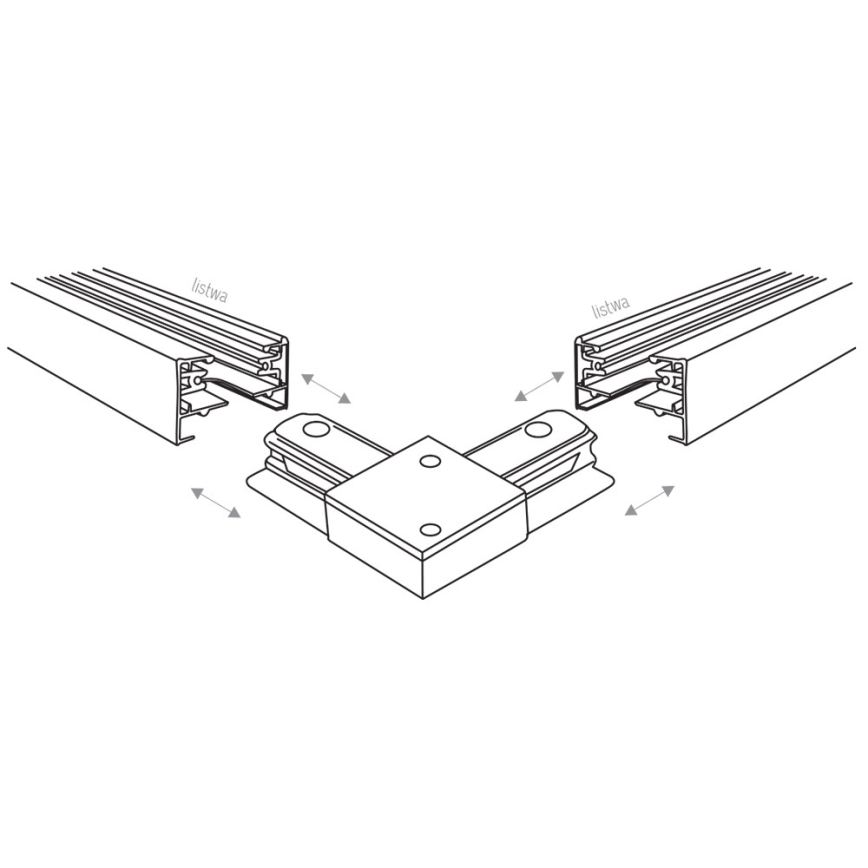Крайна капачка за релсова система 1-фазна TRACER ъглов черен