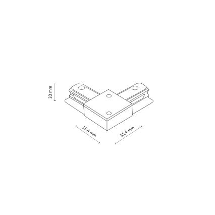 Крайна капачка за релсова система 1-фазна TRACER ъглов черен