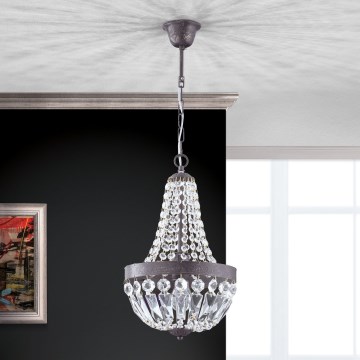 Кристален пендел ARILA 1xE27/60W/230V Ø 25,5 см кафяв/патина
