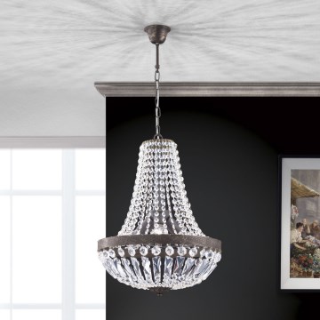 Кристален пендел ARILA 3xE27/60W/230V Ø 40 см кафяв/патина