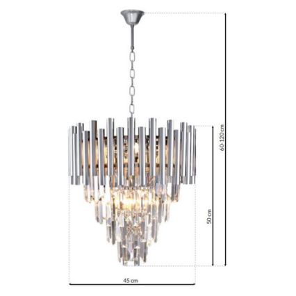 Кристален пендел MADISON 9xE14/40W/230V лъскав хром